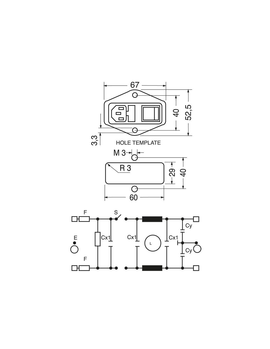 Prise C14 IEC320 avec interrupteur et fusible