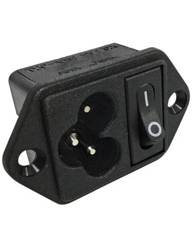 Three-pole C5 panel-mounted power plug with rocker switch