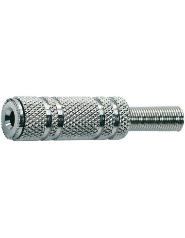 Nickel-plated 3.5mm 3-pin jack socket with cable guide spring