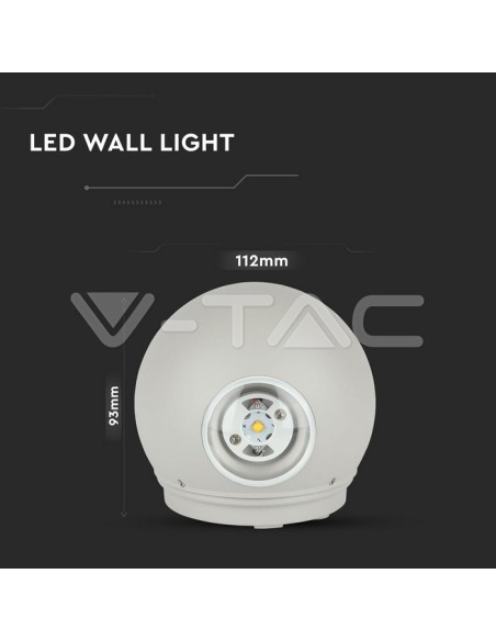 V-TAC VT-836 Lampe murale sphérique 8303 LED 6W à double faisceau lumineux  Couleur noire