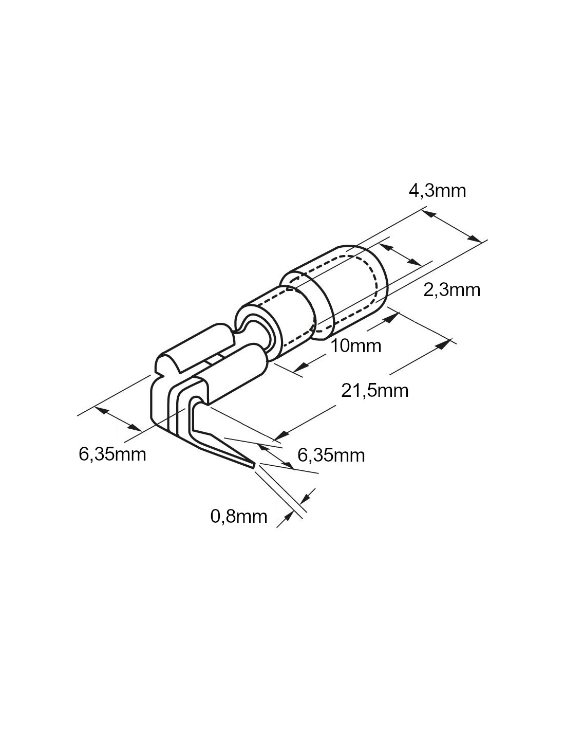 Faston maschio 6.3mm isolato blu