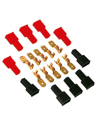 Lot de 10 caches faston mâles 6,35mm, 5 rouges et 5 noirs