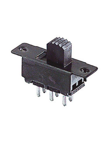 Slide switch DPDT ON-ON for printed circuit board, 30Vdc 0.3A - Lup Fung SSD-22F25-G6-NS-T6