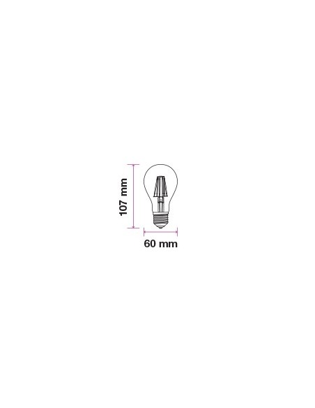 Lampadina Led a Filamento E27 A60 a Bulbo 6W Bianco Caldo 2700K