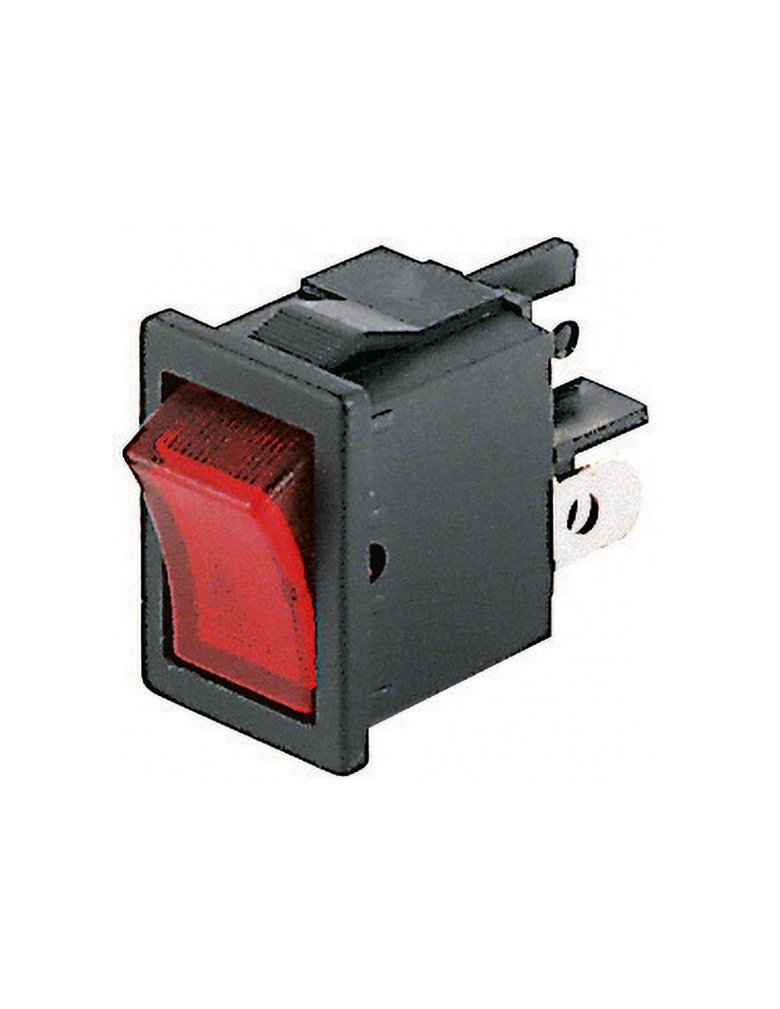 Interrupteur à bascule unipolaire SPST ON-OFF avec bouton lumineux rouge et  bornes faston 4,8