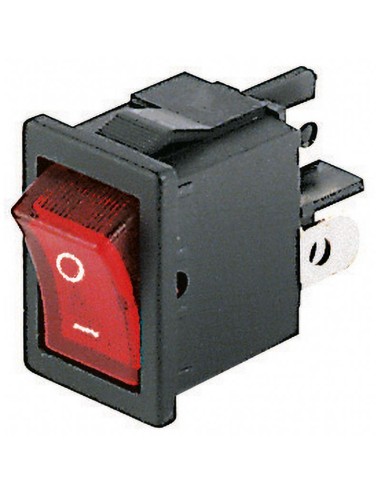 Interrupteur à bascule bipolaire, 250V, On-Off, lumineux rouge