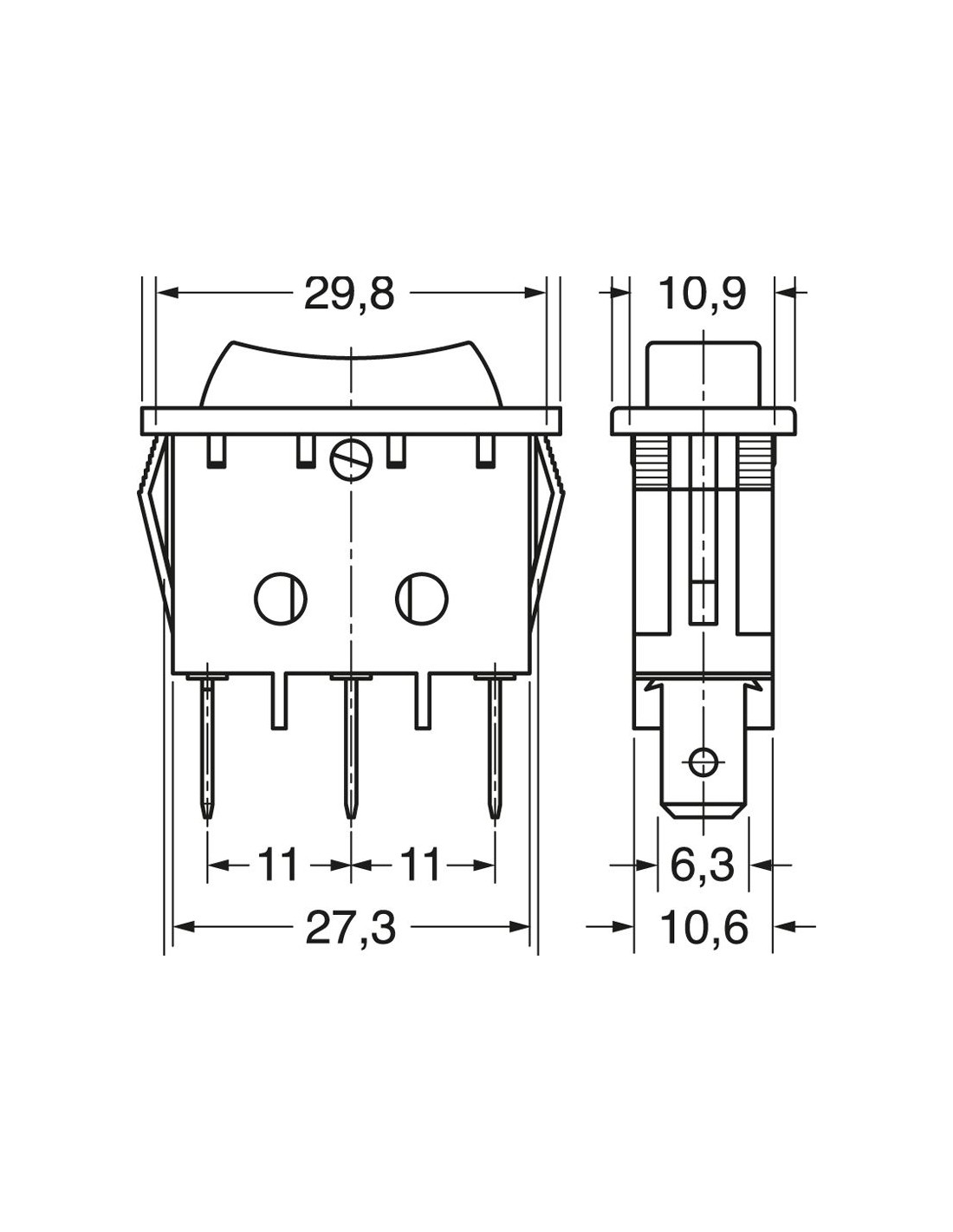 TERMINALI 6 PIN DEVIATORE INTERRUTTORE A BILANCIERE ON OFF ON 20A 125VAC