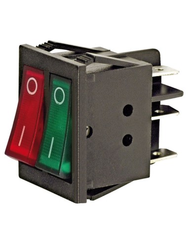 interrupteur double on/off lumineux rouge à bascule 6 cosses