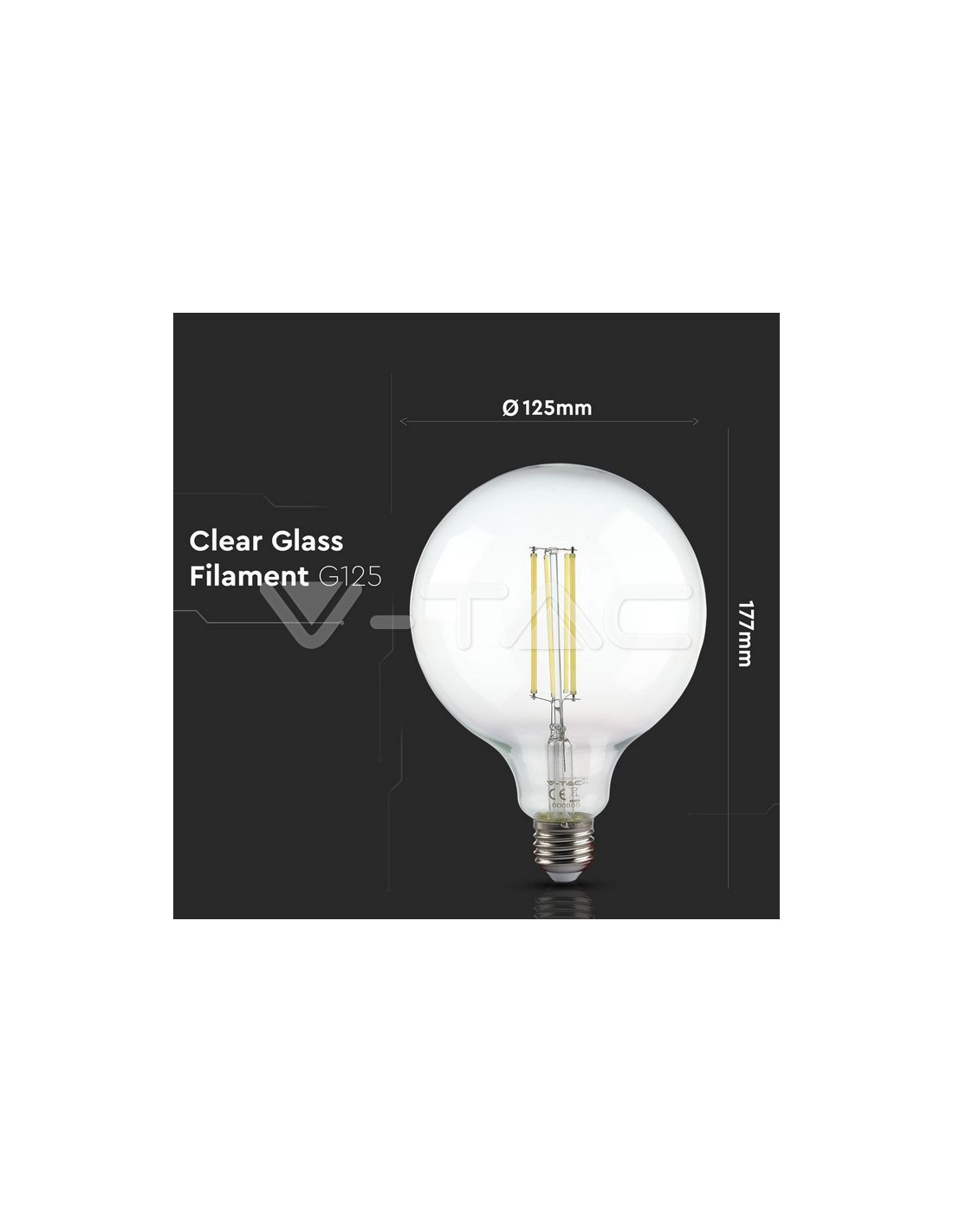 V-TAC VT-2143 Lampadina LED E27 12,5W G125 Filamento