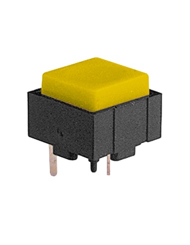 Micro-bouton 12,4 x 12,4 x 10 mm avec bouton jaune