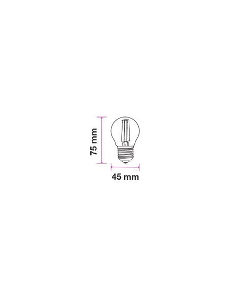 V-TAC SKU: 217411 VT-2132  LAMPADINA LED E27 2W FILAMENTO G45