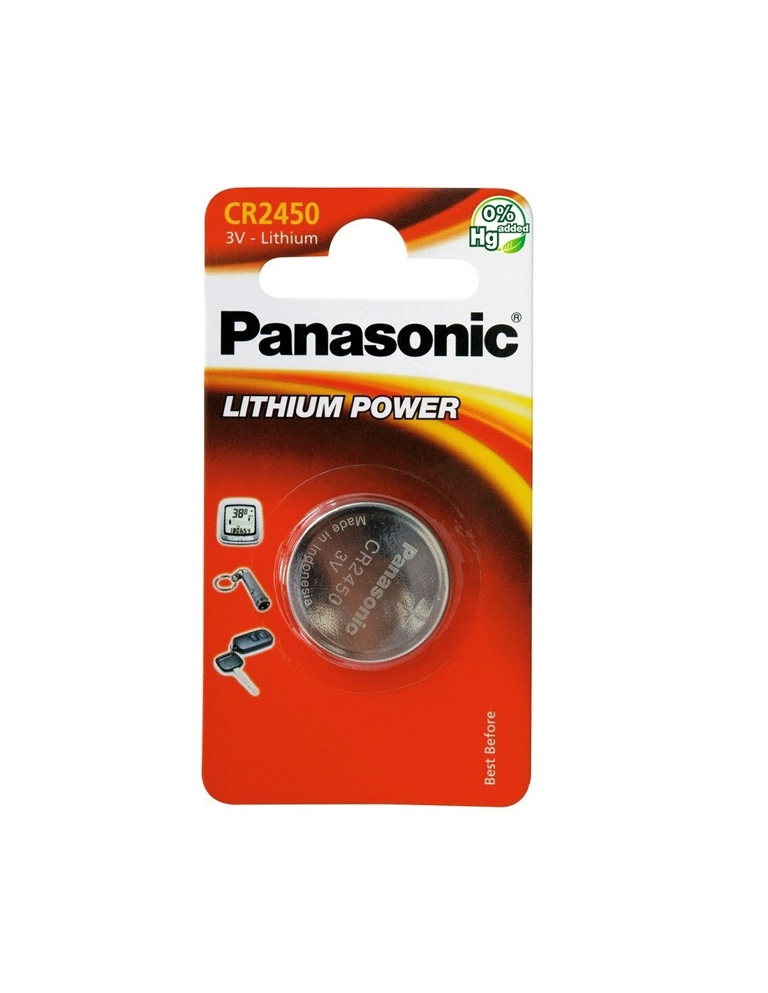 Blister de 1 pila de botón de litio 3V Panasonic - CR2450, DL2450