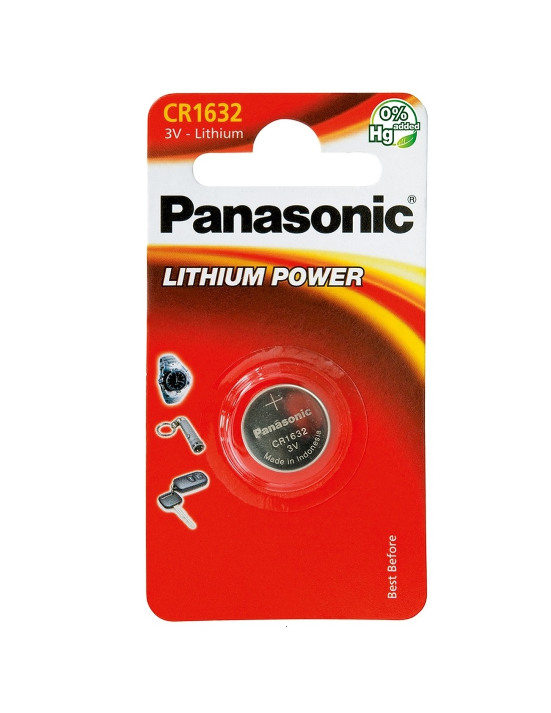 Blister de 1 pile bouton au lithium 3V Panasonic - CR1632, DL1632