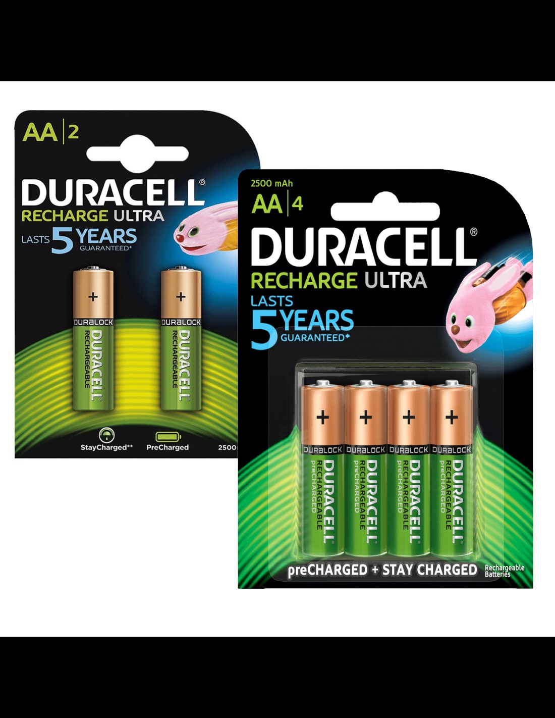 Piles rechargeables Ni-Mh AA 1,2V 2500mAh Duracell 'Recharge Ultra'.