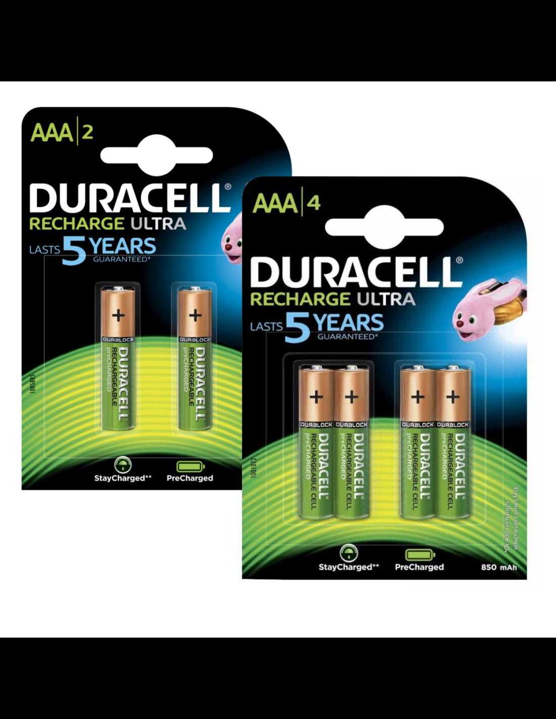 Piles rechargeables Ni-Mh AAA 1,2V 900mAh Duracell 'Recharge Ultra'.