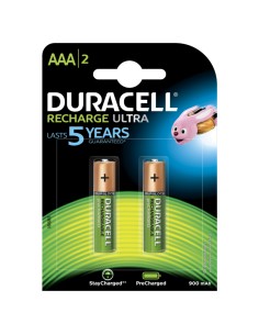 Blister de 2 pilas recargables Ni-Mh AAA 1,2V 750mAh Duracell Recharge  Plus.