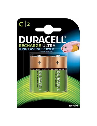 lepel Kust Philadelphia Blister van 2 oplaadbare batterijen Ni-Mh C 1,2V 3000mAh Duracell "Recharge  Ultra".