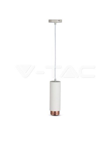 V-TAC VT-864 3111 LED Colgante Redondo Portafocos GU10 Cuerpo de Yeso Blanco y Base de Metal Oro Rosa