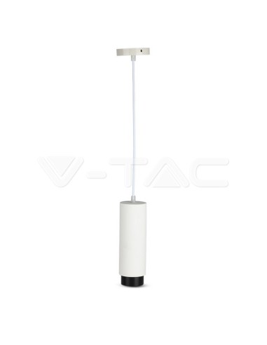 V-TAC VT-864 3112 LED Round Pendant Spotlight Holder GU10 White Plaster Body and Black Metal Base