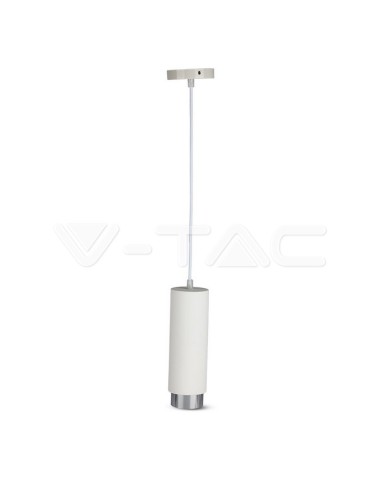 V-TAC VT-864 3129 LED-Pendelleuchte rund GU10 mit weißem Gipsgehäuse und verchromtem Metallsockel