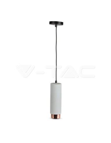 V-TAC VT-864 3130 LED-Pendelleuchte rund GU10 mit grauem Gipsgehäuse und roségoldenem Metallsockel