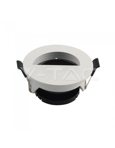 V-TAC VT-884 8599 Round Recessed LED Spotlight Holder with GU10 Half-Circle Hole White with Black Interior