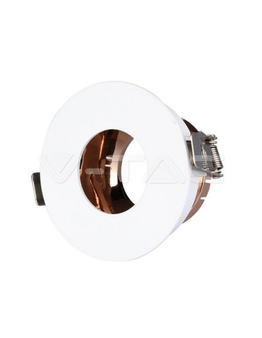 V-TAC VT-873 3159 Portafaretto LED da Incasso orientabile Rotondo GU10 Colore Bianco con Interno Oro Rosa