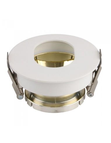 V-TAC VT-874 3162 Round Adjustable Recessed LED Spotlight with Oval Hole GU10 White with Gold Interior