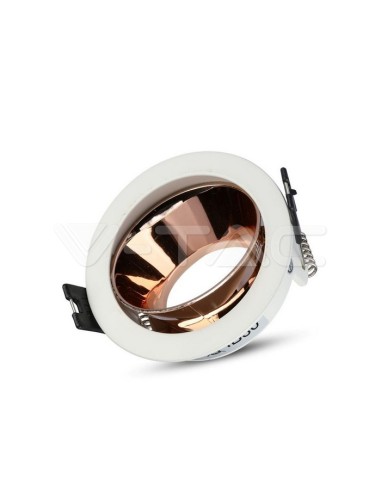 V-TAC VT-872 3155 Round Adjustable Recessed LED Spotlight GU10 White Colour with Pink Gold Interior