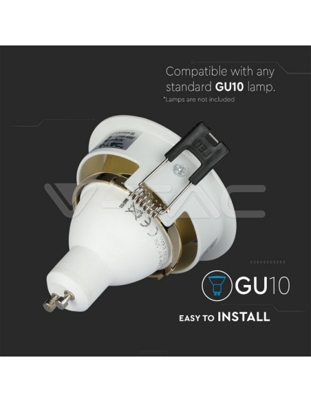 Porta lampadina GU10 ad incasso colore Bianco. Lampada orientabile