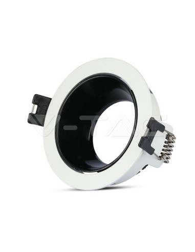 V-TAC VT-872 3153 Round Adjustable Recessed LED Spotlight GU10 White with Black Housing