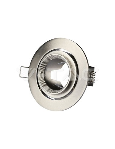 V-TAC VT-700 3690 Round Adjustable Recessed LED Spotlight GU10 Satin Nickel Colour