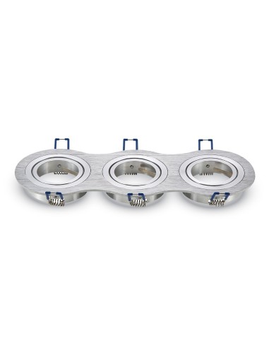 V-TAC VT-784 3604 Brushed Aluminium 3xGU10 Round Recessed Adjustable LED Spotlight