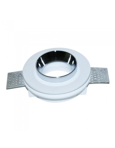 V-TAC VT-866 3146 Round Recessed LED Spotlight GU10 White Plaster Body and Chrome Metal Interior