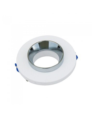 V-TAC VT-862 3127 Round Recessed LED Spotlight GU10 White Plaster Body and Chrome Metal Interior