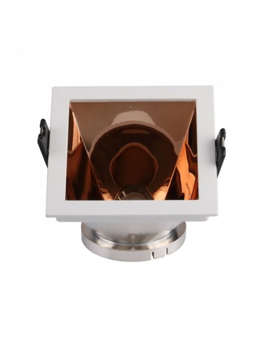 V-TAC VT-875 3167 Square Recessed LED Spotlight Holder GU10 White Colour with Pink Gold Tilt Stand