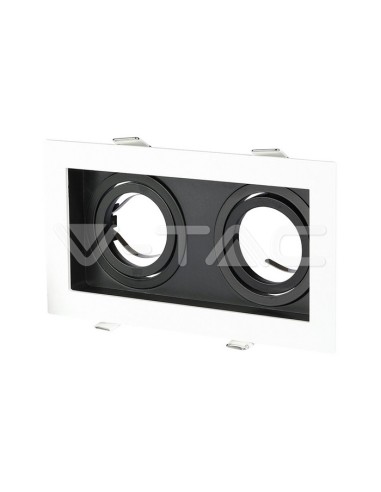 V-TAC VT-886 8877 LED Recessed Rectangular Spotlight 2xGU10 White and Black