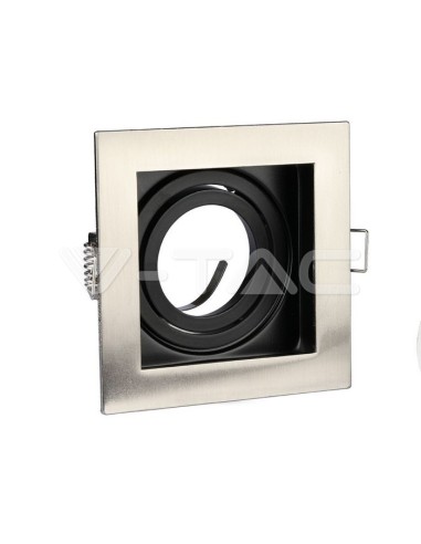 V-TAC VT-781 3598 Square Adjustable Recessed LED Spotlight GU10 Satin Nickel Colour with Black Interior