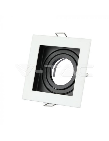 V-TAC VT-781 3597 Square Adjustable Recessed LED Spotlight GU10 White with Black Housing