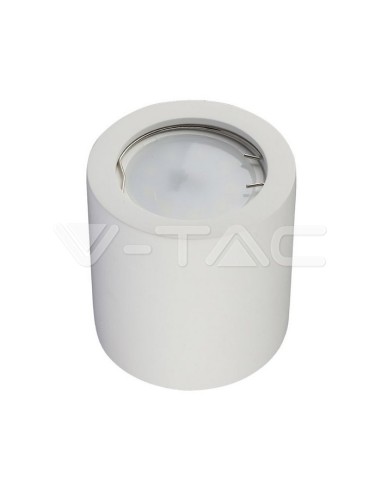 V-TAC VT-727 3665 Surface Mount LED Spotlight Holder Round GU10 Plaster Body White