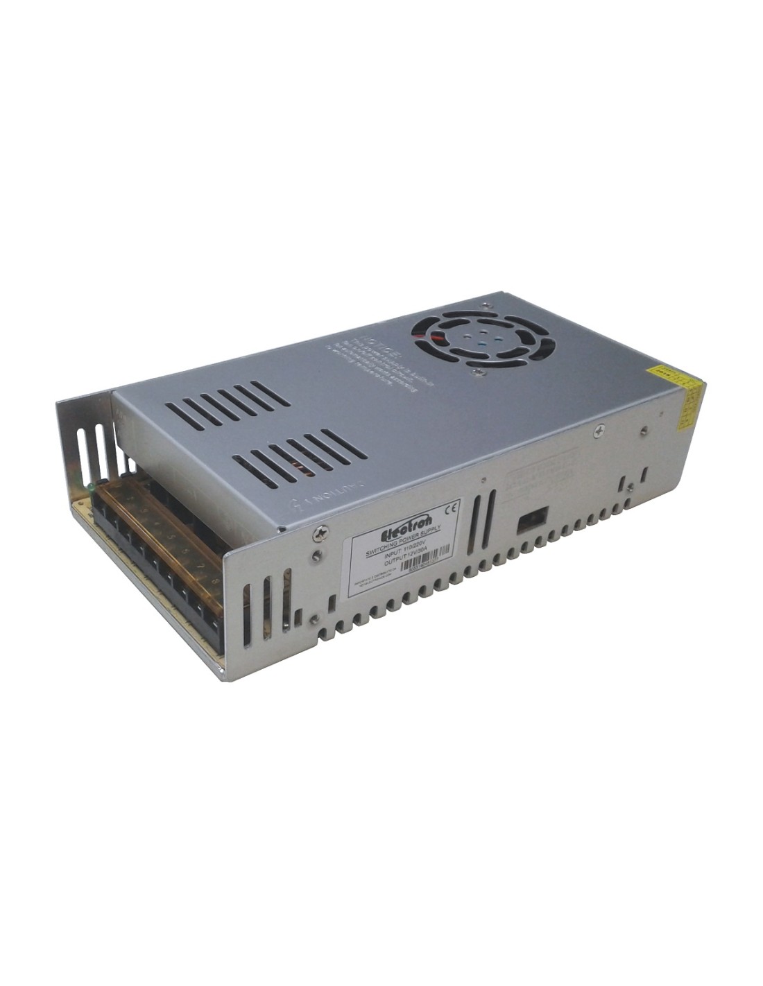 Switching power supply in metal housing, 360W, AC 110-230V, DC 12V 30A, IP20