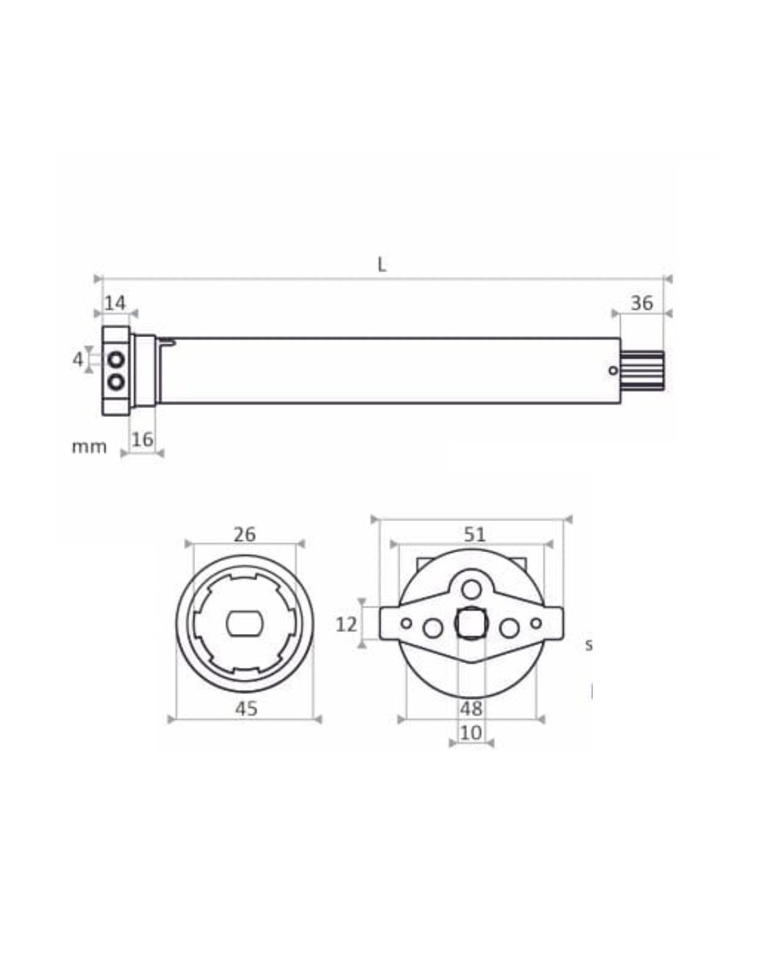 Motore tubolare TM4 20 per tapparelle, 230Vac, lunghezza 500 mm, max 30Kg -  Tecno Automazione MTD2HMT