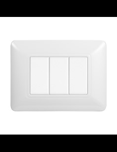 Placca serie Space, 3 moduli, vetro, bianco, compatibile con serie BTicino  Living - Ettroit LN84301