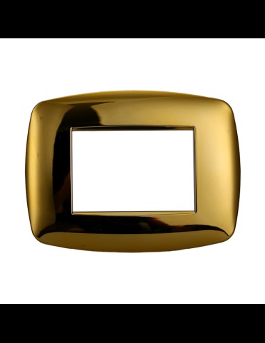 Space series slim plate, 3 modules, plastic, polished gold, compatible with BTicino Living series - Ettroit LN87312