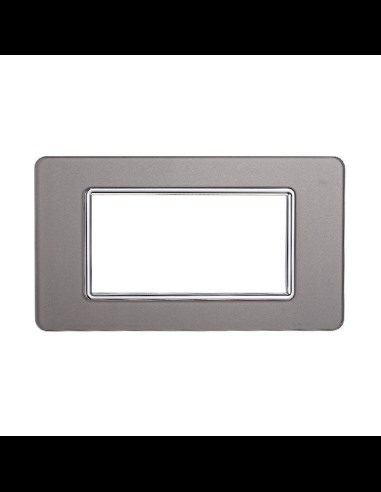 Plaque série Starlight, 4 modules, verre, argent, compatible avec la série Vimar Plana - Ettroit EV84406