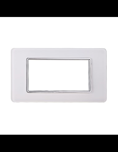 Starlight series plate, 4 modules, glass, white, compatible with Vimar Plana series - Ettroit EV84401