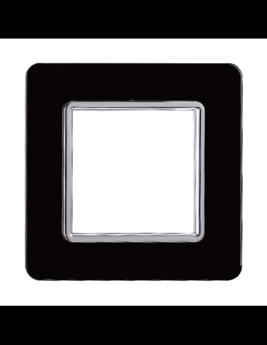 Plaque série Starlight, 2 modules, verre, noir, compatible avec la série Vimar Plana - Ettroit EV84202