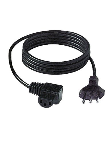 Stromkabel, Länge 2m, Stecker 10A, VDE-Buchse C13 gewinkelt, Kabel  3x0,75mm2, Farbe schwarz