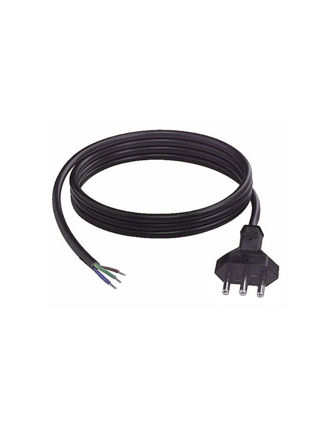 Stromkabel, Länge 2m, Stecker 10A, VDE-Buchse C13 gewinkelt, Kabel  3x0,75mm2, Farbe schwarz