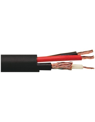 Câble de vidéosurveillance pour signal vidéo et alimentation, RG59 et 2x0.50mm2, diamètre 6mm, couleur noir